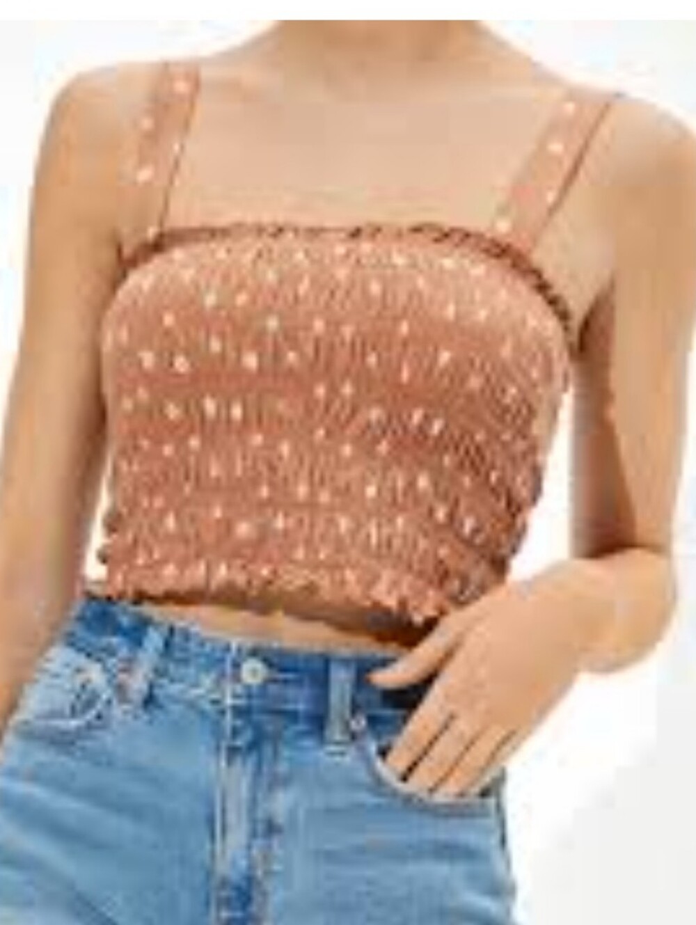 American Eagle Outfitters Smocked Cropped Tank Top Small